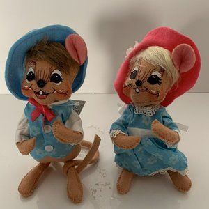 2014 ANNALEE Mobilitee Dolls 6" Spring Boy Mouse & Spring Girl Mouse NWTs